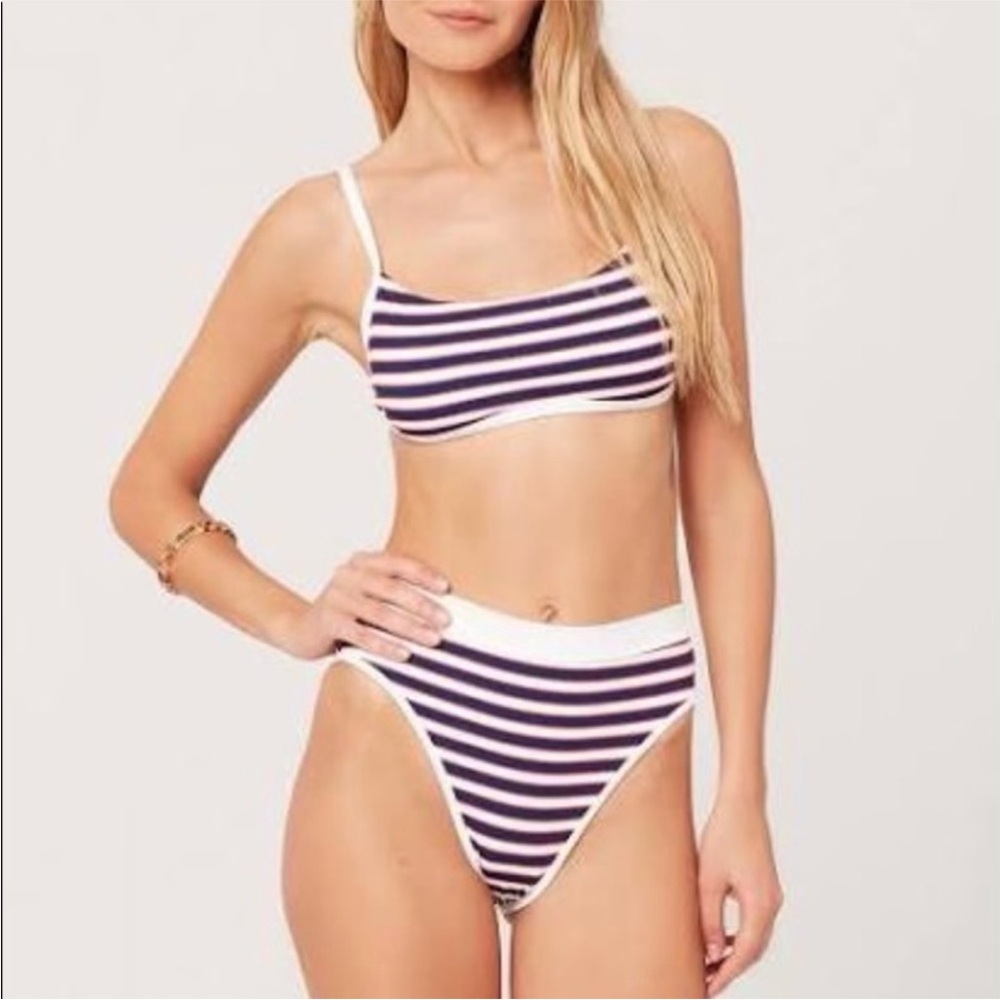 L Space Red White & Blue Striped Bikini size small